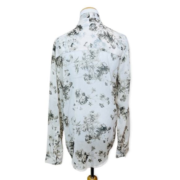 ASOS DESIGN Unisex Sheer Floral Vintage Blouse MEDIUM Neck Bow Shirt - Picture 2 of 10